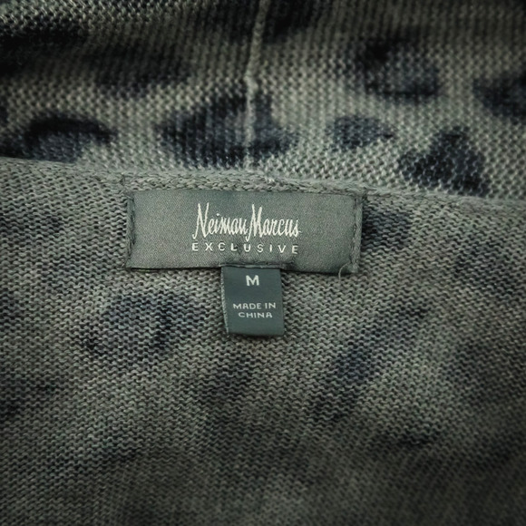 Neiman Marcus Size Medium M Animal Print Open Silk Cashmere Cardigan Sweater - Picture 3 of 7